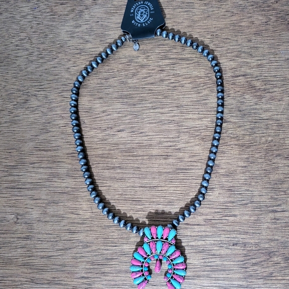 Turquoise and Silver Beaded Necklace - Picture 2 of 4